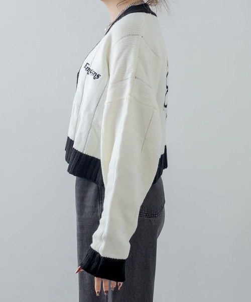 RASVOA（ラスボア）の「デイジー？ニットカーデ（カーディガン/ボレロ・レディース・ブラック/オフホワイト・FREE）」の19枚目の写真