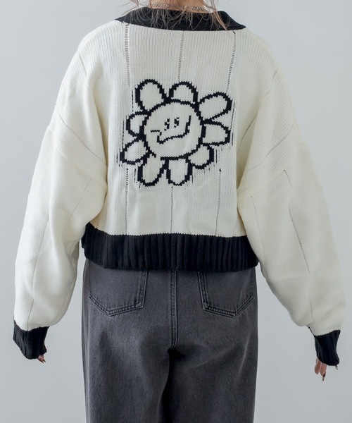 RASVOA（ラスボア）の「デイジー？ニットカーデ（カーディガン/ボレロ・レディース・ブラック/オフホワイト・FREE）」の20枚目の写真