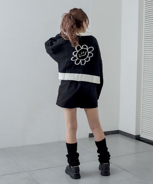 RASVOA（ラスボア）の「デイジー？ニットカーデ（カーディガン/ボレロ・レディース・ブラック/オフホワイト・FREE）」の7枚目の写真