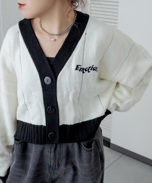 RASVOA（ラスボア）の「デイジー？ニットカーデ（カーディガン/ボレロ・レディース・ブラック/オフホワイト・FREE）」の9枚目の写真