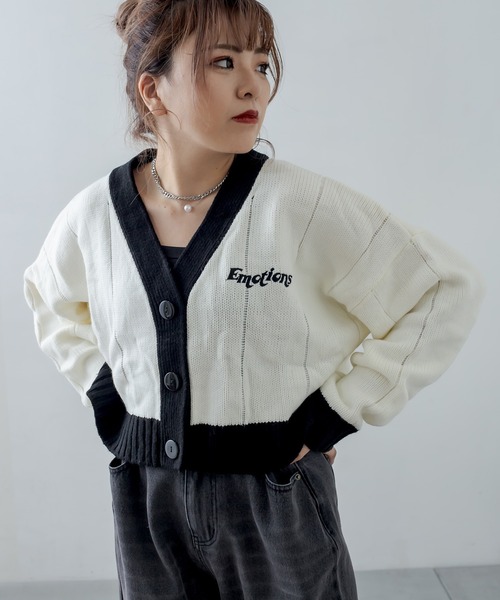 RASVOA（ラスボア）の「デイジー？ニットカーデ（カーディガン/ボレロ・レディース・ブラック/オフホワイト・FREE）」の10枚目の写真