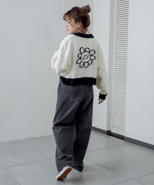 RASVOA（ラスボア）の「デイジー？ニットカーデ（カーディガン/ボレロ・レディース・ブラック/オフホワイト・FREE）」の14枚目の写真