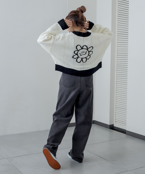 RASVOA（ラスボア）の「デイジー？ニットカーデ（カーディガン/ボレロ・レディース・ブラック/オフホワイト・FREE）」の15枚目の写真