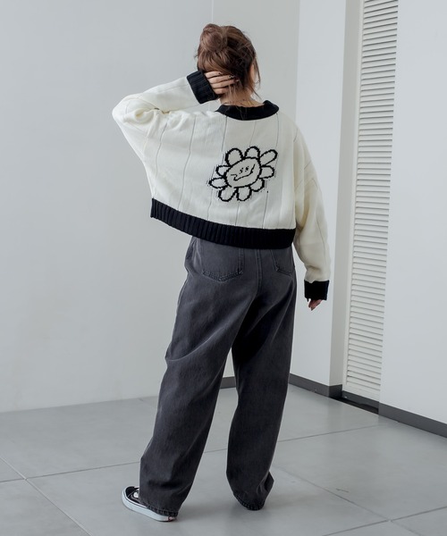 RASVOA（ラスボア）の「デイジー？ニットカーデ（カーディガン/ボレロ・レディース・ブラック/オフホワイト・FREE）」の16枚目の写真