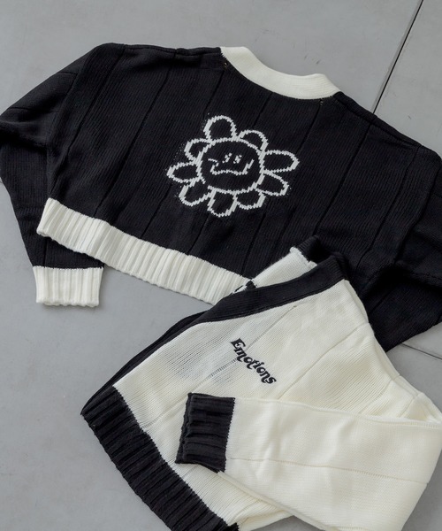 RASVOA（ラスボア）の「デイジー？ニットカーデ（カーディガン/ボレロ・レディース・ブラック/オフホワイト・FREE）」の8枚目の写真