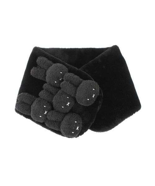 merry jenny（メリージェニー）の「もこもこmiffyティペット（ネックウォーマー/スヌード・レディース・ブラック/オフホワイト・FREE）」の3枚目の写真