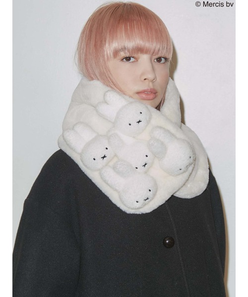 merry jenny（メリージェニー）の「もこもこmiffyティペット（ネックウォーマー/スヌード・レディース・ブラック/オフホワイト・FREE）」の10枚目の写真