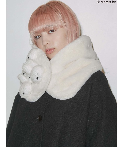 merry jenny（メリージェニー）の「もこもこmiffyティペット（ネックウォーマー/スヌード・レディース・ブラック/オフホワイト・FREE）」の13枚目の写真