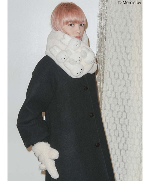 merry jenny（メリージェニー）の「もこもこmiffyティペット（ネックウォーマー/スヌード・レディース・ブラック/オフホワイト・FREE）」の18枚目の写真