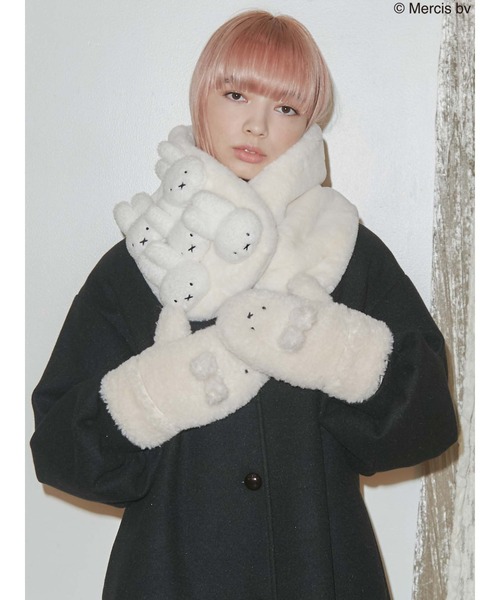 merry jenny（メリージェニー）の「もこもこmiffyティペット（ネックウォーマー/スヌード・レディース・ブラック/オフホワイト・FREE）」の19枚目の写真