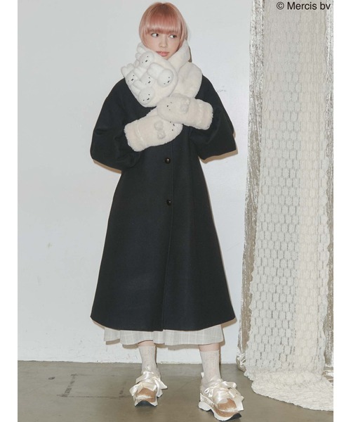 merry jenny（メリージェニー）の「もこもこmiffyティペット（ネックウォーマー/スヌード・レディース・ブラック/オフホワイト・FREE）」の15枚目の写真