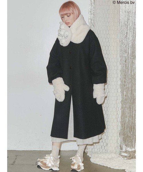 merry jenny（メリージェニー）の「もこもこmiffyティペット（ネックウォーマー/スヌード・レディース・ブラック/オフホワイト・FREE）」の21枚目の写真