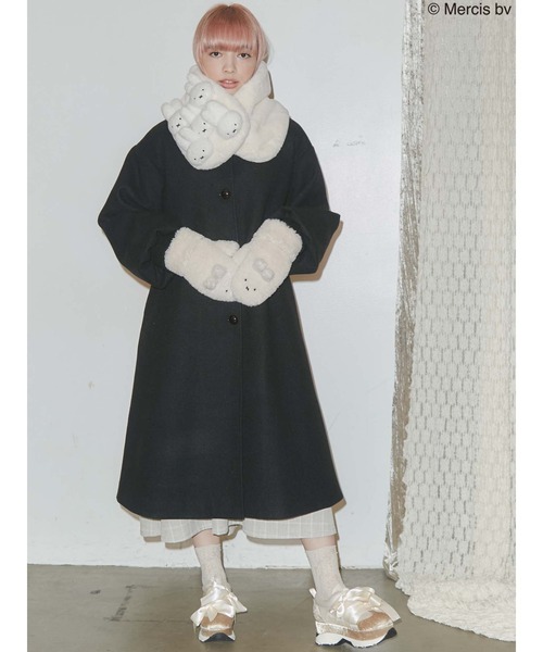 merry jenny（メリージェニー）の「もこもこmiffyティペット（ネックウォーマー/スヌード・レディース・ブラック/オフホワイト・FREE）」の12枚目の写真