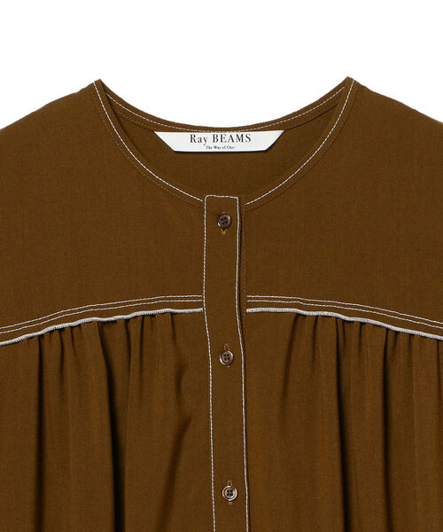 Ray BEAMS（レイビームス）の「Ray BEAMS / 配色 ステッチ ギャザー ワンピース（ワンピース・レディース・ブラック/ダークブラウン・ONE SIZE）」の13枚目の写真