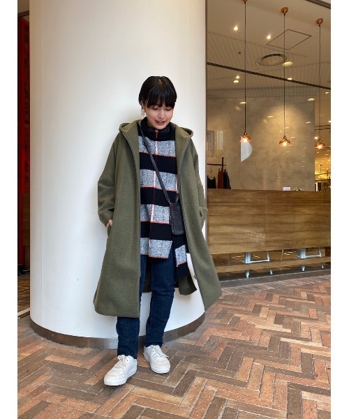 BEARDSLEY（ビアズリー）の「重たいコートが苦手な方にウールライクBIGコート（その他アウター・レディース・カーキ/ネイビー・FREE）」の11枚目の写真