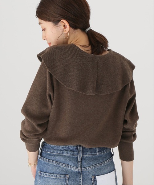 La TOTALITE（ラトータリテ）の「ビッグカラープルオーバー（ニット/セーター・レディース・ネイビー/ブラウン・FREE）」の2枚目の写真