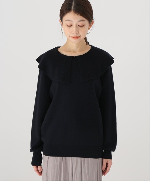 La TOTALITE（ラトータリテ）の「ビッグカラープルオーバー（ニット/セーター・レディース・ネイビー/ブラウン・FREE）」の7枚目の写真