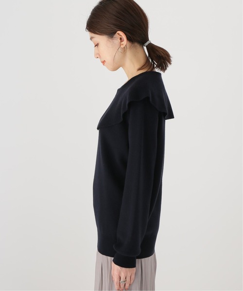 La TOTALITE（ラトータリテ）の「ビッグカラープルオーバー（ニット/セーター・レディース・ネイビー/ブラウン・FREE）」の9枚目の写真