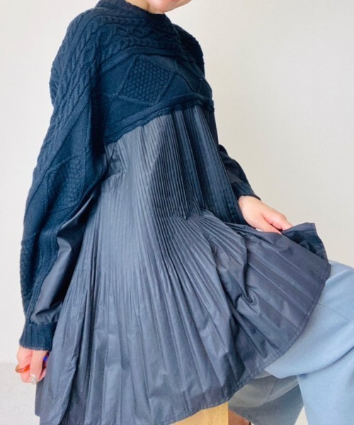 DOLLUPOOPS(ドールアップウップス)の「ケーブル×プリーツプルオーバー(ニット/セーター・レディース・カーキ/ホワイト/グレー/ブラック・38)」の16枚目の写真