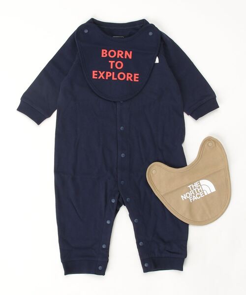 THE NORTH FACE（ザノースフェイス）の「ザ ノース フェイス THE NORTH FACE B L/S Rompers 2P Bib(ベビーロングスリーブロンパースアンド2Pビブ)（その他パンツ・キッズ・ネイビー/カーキ/オフホワイト・70cm/80ｃｍ）」の3枚目の写真
