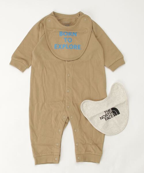 THE NORTH FACE（ザノースフェイス）の「ザ ノース フェイス THE NORTH FACE B L/S Rompers 2P Bib(ベビーロングスリーブロンパースアンド2Pビブ)（その他パンツ・キッズ・ネイビー/カーキ/オフホワイト・70cm/80ｃｍ）」の2枚目の写真