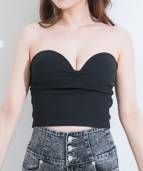 Newlyme(ニューリーミー)の「ハートネックリブベアトップ(タンクトップ・レディース・ホワイト/ブラック/ベージュ・LARGE/MEDIUM/SMALL)」の12枚目の写真
