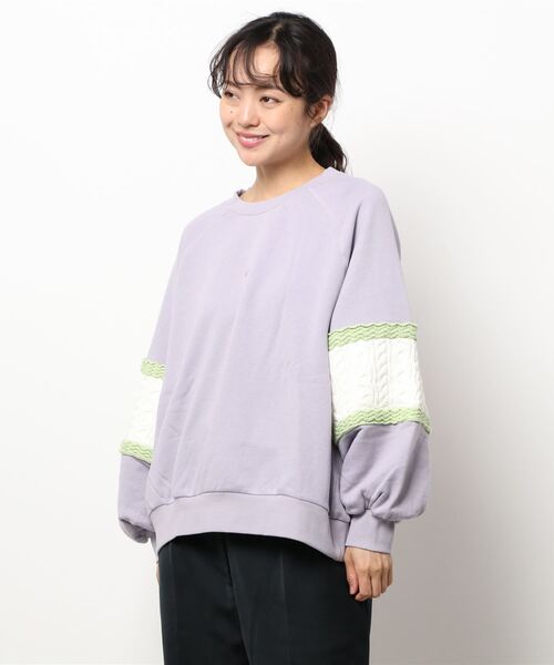 Lee（リー）の「Lee×earth ニットスリーブスウェット ＊（スウェット・レディース・ベージュ/オフホワイト/ライトパープル・FREE）」の3枚目の写真