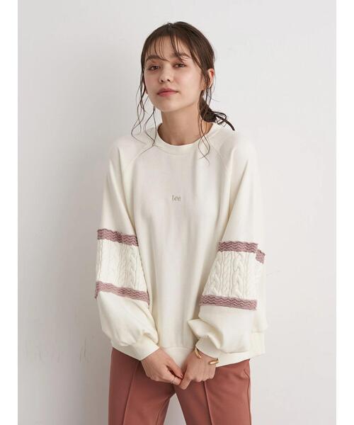 Lee（リー）の「Lee×earth ニットスリーブスウェット ＊（スウェット・レディース・ベージュ/オフホワイト/ライトパープル・FREE）」の4枚目の写真