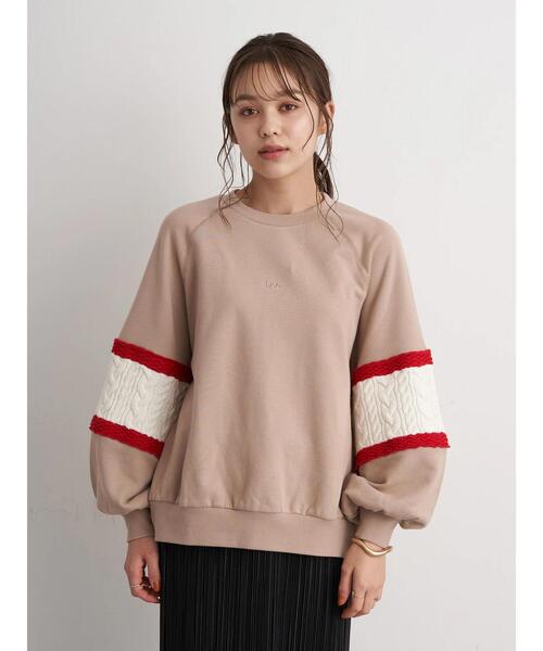 Lee（リー）の「Lee×earth ニットスリーブスウェット ＊（スウェット・レディース・ベージュ/オフホワイト/ライトパープル・FREE）」の5枚目の写真