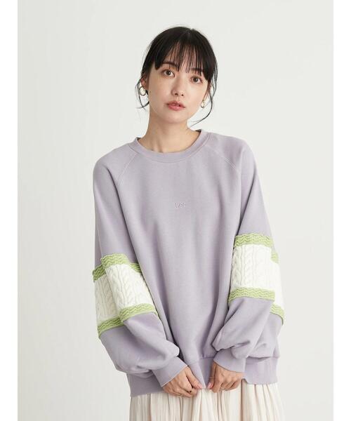 Lee（リー）の「Lee×earth ニットスリーブスウェット ＊（スウェット・レディース・ベージュ/オフホワイト/ライトパープル・FREE）」の6枚目の写真