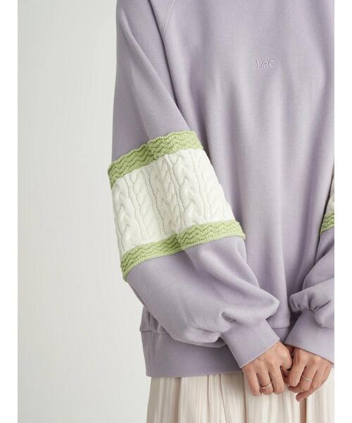 Lee（リー）の「Lee×earth ニットスリーブスウェット ＊（スウェット・レディース・ベージュ/オフホワイト/ライトパープル・FREE）」の9枚目の写真