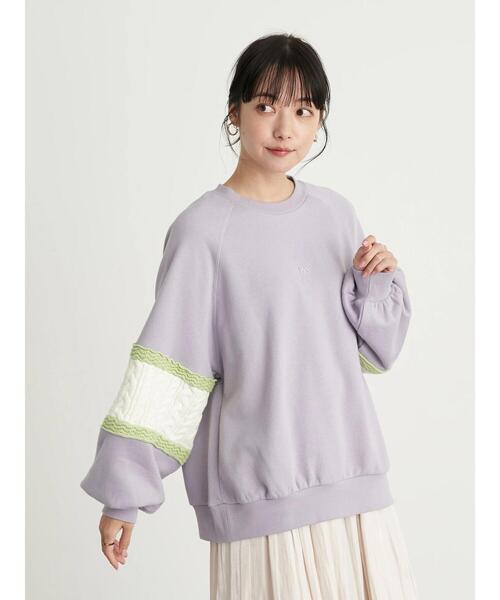 Lee（リー）の「Lee×earth ニットスリーブスウェット ＊（スウェット・レディース・ベージュ/オフホワイト/ライトパープル・FREE）」の11枚目の写真