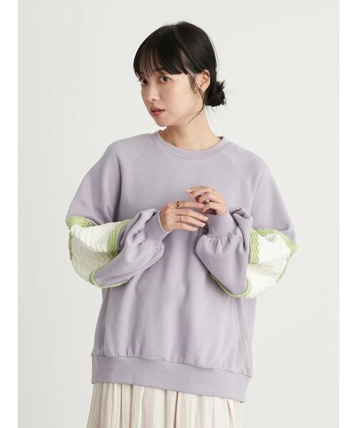 Lee（リー）の「Lee×earth ニットスリーブスウェット ＊（スウェット・レディース・ベージュ/オフホワイト/ライトパープル・FREE）」の12枚目の写真