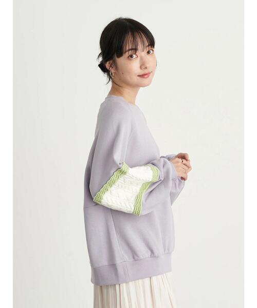 Lee（リー）の「Lee×earth ニットスリーブスウェット ＊（スウェット・レディース・ベージュ/オフホワイト/ライトパープル・FREE）」の13枚目の写真
