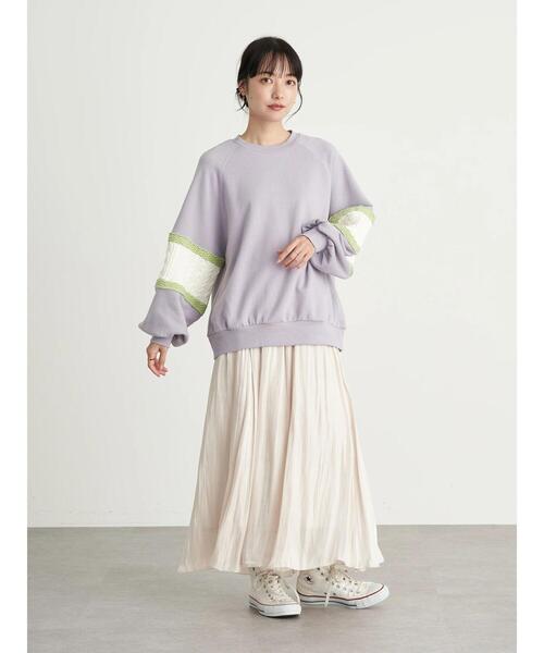 Lee（リー）の「Lee×earth ニットスリーブスウェット ＊（スウェット・レディース・ベージュ/オフホワイト/ライトパープル・FREE）」の15枚目の写真