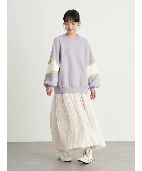 Lee（リー）の「Lee×earth ニットスリーブスウェット ＊（スウェット・レディース・ベージュ/オフホワイト/ライトパープル・FREE）」の16枚目の写真