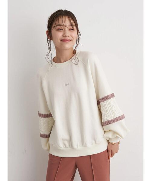 Lee（リー）の「Lee×earth ニットスリーブスウェット ＊（スウェット・レディース・ベージュ/オフホワイト/ライトパープル・FREE）」の19枚目の写真