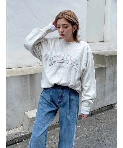 ENVYM(アンビー)の「HOLIDAYルーズPO(Tシャツ/カットソー・レディース・グレー/ブラック/ホワイト・FREE)」の3枚目の写真