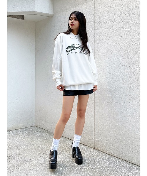 ENVYM(アンビー)の「HOLIDAYルーズPO(Tシャツ/カットソー・レディース・グレー/ブラック/ホワイト・FREE)」の4枚目の写真