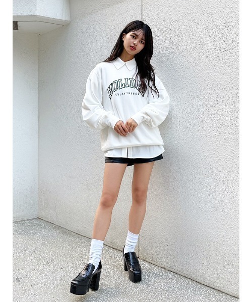 ENVYM(アンビー)の「HOLIDAYルーズPO(Tシャツ/カットソー・レディース・グレー/ブラック/ホワイト・FREE)」の5枚目の写真