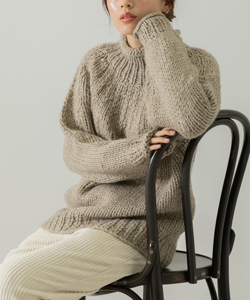 URBAN RESEARCH Sonny Label（アーバンリサーチサニーレーベル）の「ハンド求心ニットプルオーバー（ニット/セーター・レディース・グリーン/イエロー系その他/ベージュ・FREE）」の2枚目の写真
