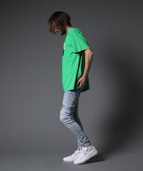 STUD MUFFIN(スタッドマフィン)の「mt7530-5.6ozコットン天竺 ステッカーフォーム&サガラパッチ SS Tシャツ(Tシャツ/カットソー・メンズ・ホワイト/ブラック/グリーン・2/3/4)」の13枚目の写真