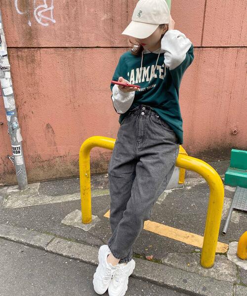 INGNI（イング）の「バックマムパンツ（デニムパンツ・レディース・ケミカルウォッシュ/グレー/インディゴブルー/アイボリー/グリーン/ブラック・FREE）」の11枚目の写真