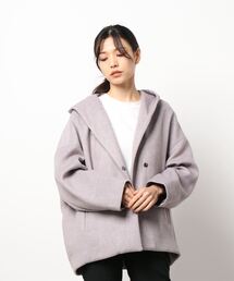 m.f.editorial | エムエフエディトリアルレディース/m.f.editorial：Women ウール混 フードショートコート(ポンチョ)