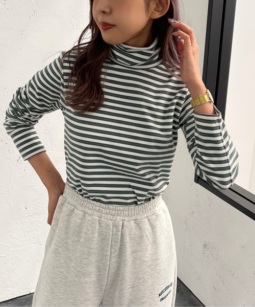 apres jour mignon（アプレジュールミニョン）の「マルチボーダータートル【ZOZOTOWN限定アイテム】（Tシャツ/カットソー・レディース・ブルー系その他/ホワイト系その他/ダークブルー・X-LARGE/フリー）」の16枚目の写真