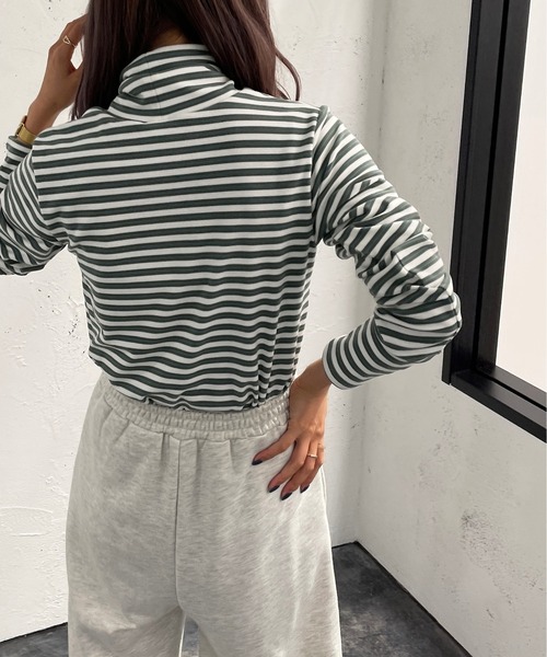 apres jour mignon（アプレジュールミニョン）の「マルチボーダータートル【ZOZOTOWN限定アイテム】（Tシャツ/カットソー・レディース・ブルー系その他/ホワイト系その他/ダークブルー・X-LARGE/フリー）」の17枚目の写真