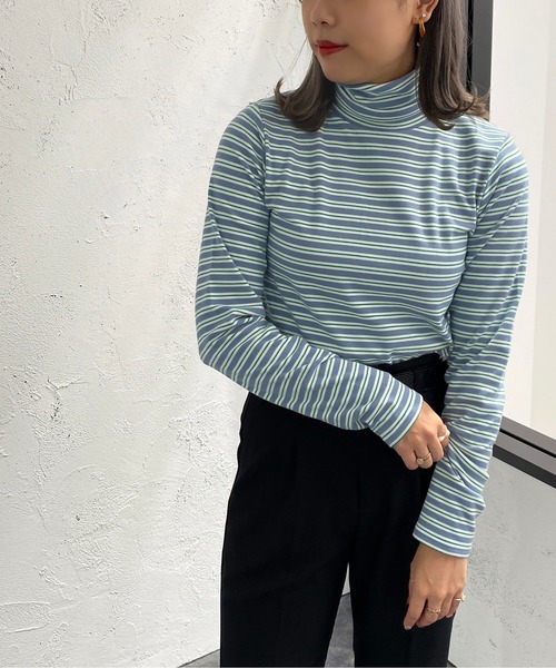 apres jour mignon（アプレジュールミニョン）の「マルチボーダータートル【ZOZOTOWN限定アイテム】（Tシャツ/カットソー・レディース・ブルー系その他/ホワイト系その他/ダークブルー・X-LARGE/フリー）」の21枚目の写真