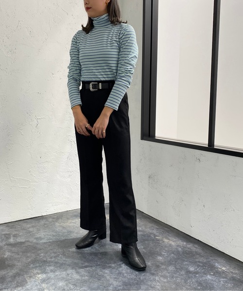 apres jour mignon（アプレジュールミニョン）の「マルチボーダータートル【ZOZOTOWN限定アイテム】（Tシャツ/カットソー・レディース・ブルー系その他/ホワイト系その他/ダークブルー・X-LARGE/フリー）」の4枚目の写真