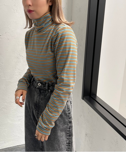 apres jour mignon（アプレジュールミニョン）の「マルチボーダータートル【ZOZOTOWN限定アイテム】（Tシャツ/カットソー・レディース・ブルー系その他/ホワイト系その他/ダークブルー・X-LARGE/フリー）」の9枚目の写真