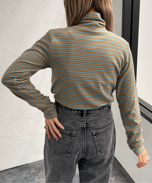 apres jour mignon（アプレジュールミニョン）の「マルチボーダータートル【ZOZOTOWN限定アイテム】（Tシャツ/カットソー・レディース・ブルー系その他/ホワイト系その他/ダークブルー・X-LARGE/フリー）」の10枚目の写真